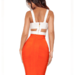 The White Orange Cross Crop Bandage Skirt Set